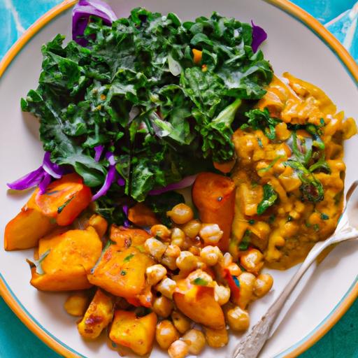 A vibrant and nutritious plant-based diet meal that is rich in vitamins, minerals, and antioxidants.